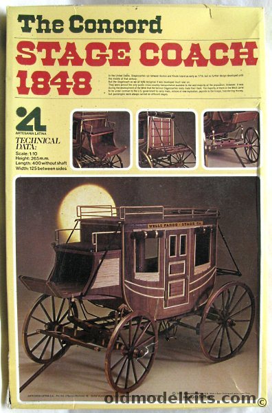 Artesania Latina 1/10 The Concord 1848 Stage Coach 'Wells Fargo Stage Company' - Wood and Metal Scale Model, 16004 plastic model kit